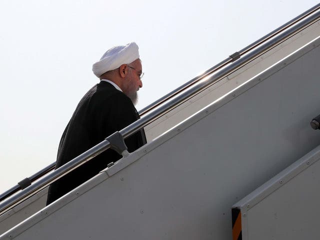 Iranian president Hassan Rouhani boards a plane bound for New York and the UN General Assembly session