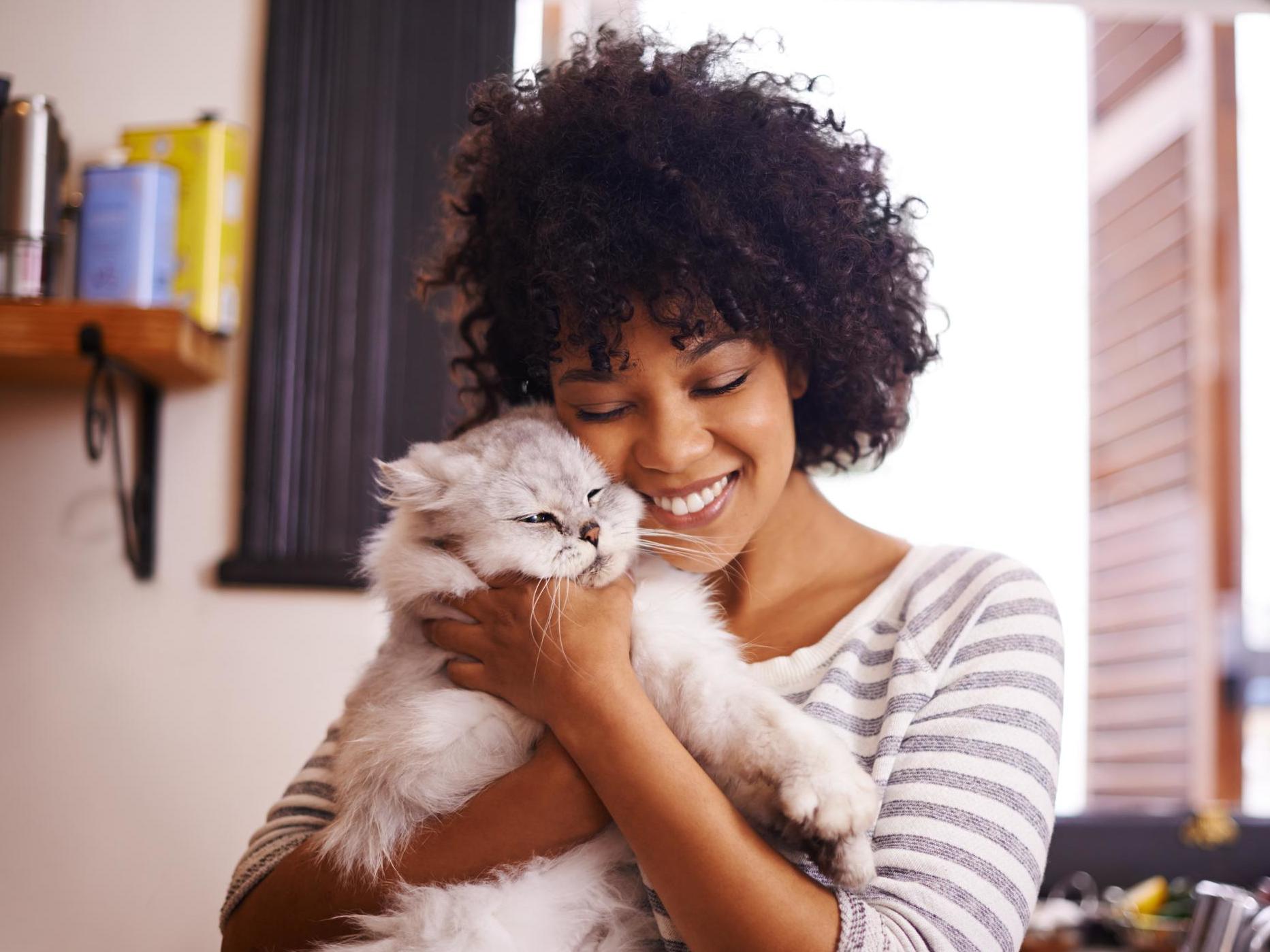 Woman holding cat