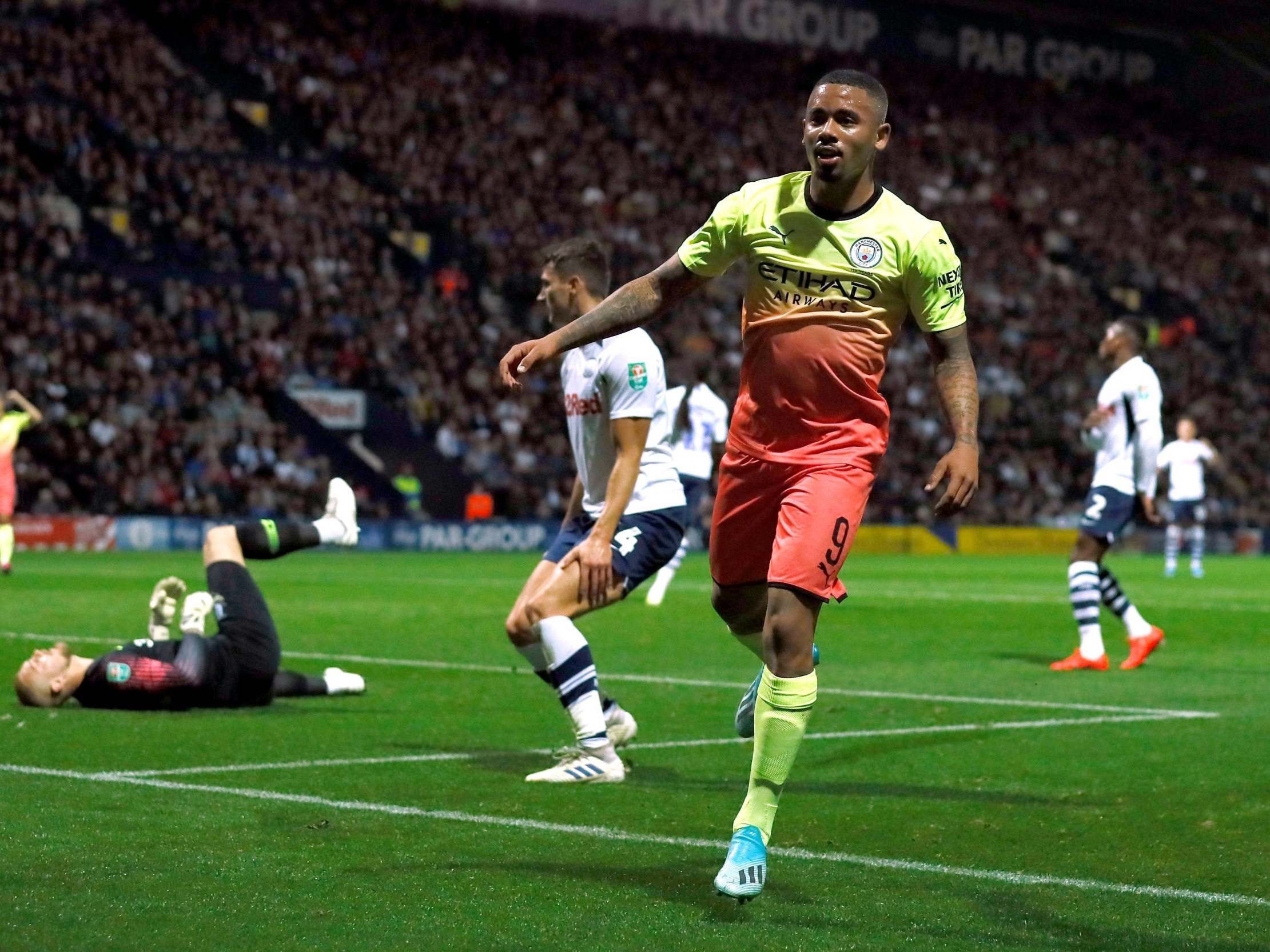 Gabriel Jesus turns away having scored City's second goal