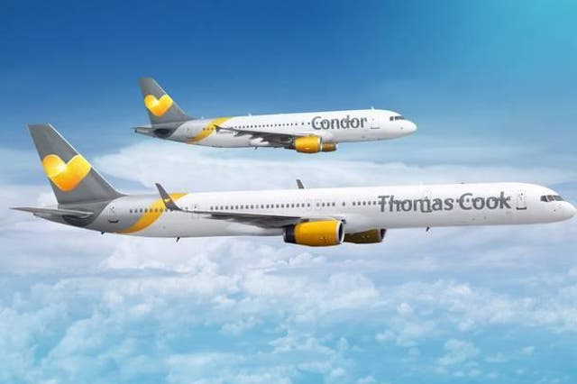 Happier days: Thomas Cook Airlines and Condor planes in an image from a December 2018 press release