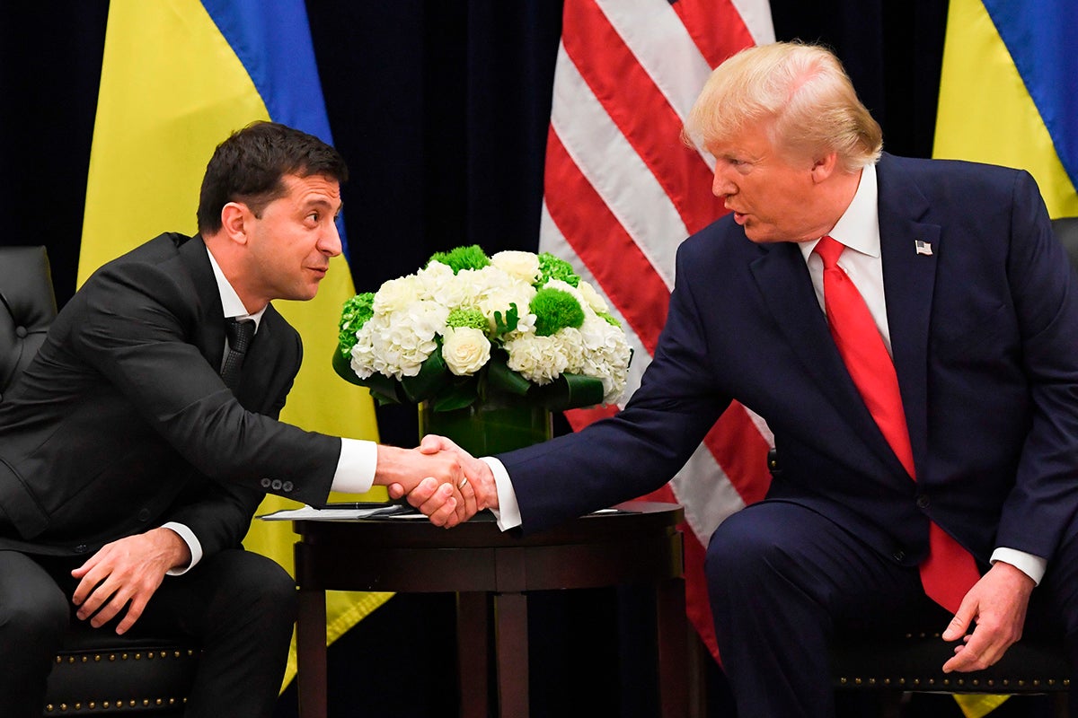 Ukranian president Volodymr Zelensky meets with Trump at the UN