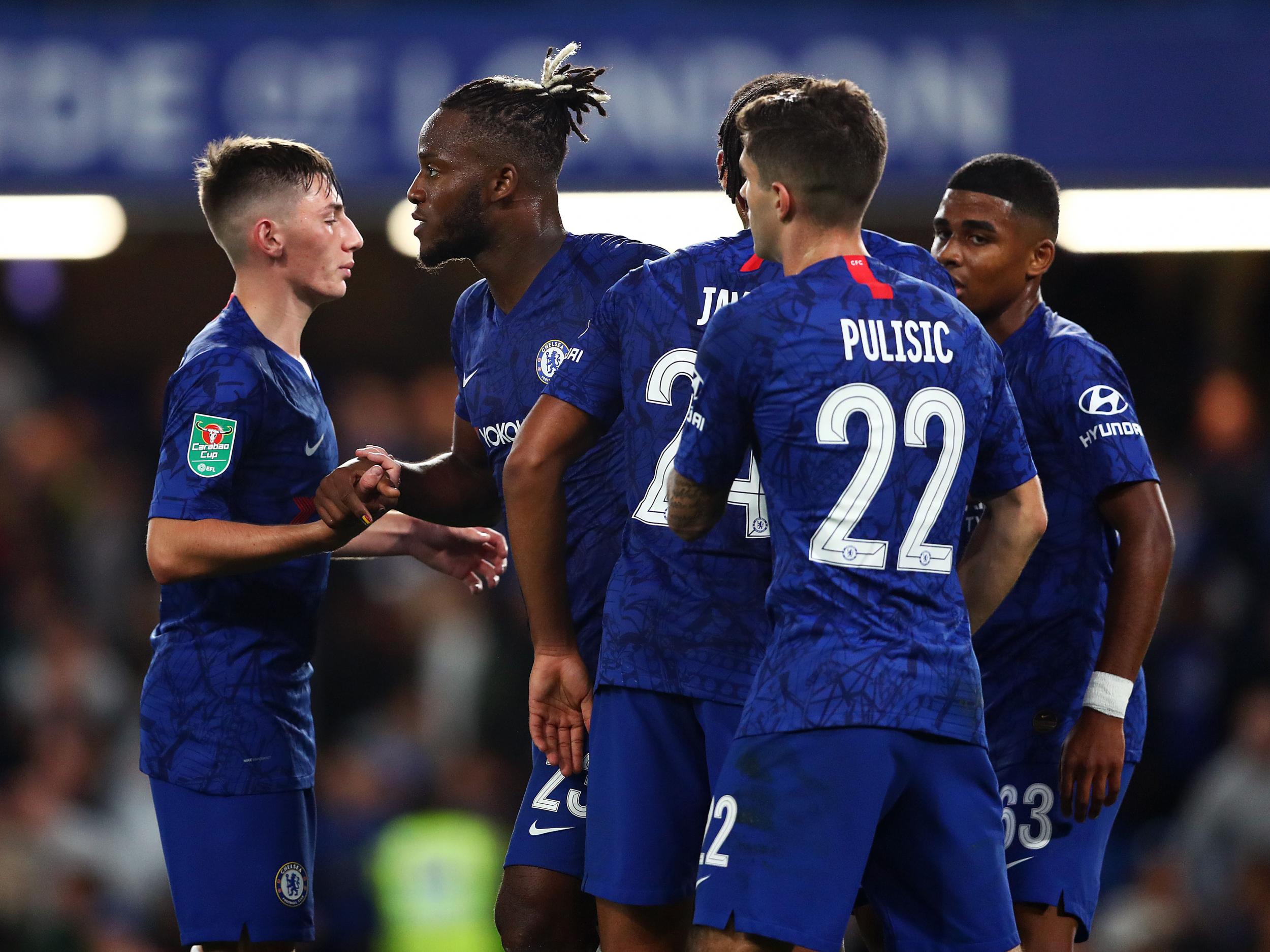 Billy Gilmour (left) made his full Chelsea debut in their comfortable win over Grimsby