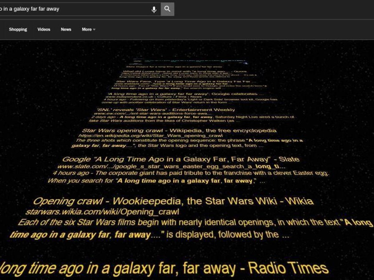 A Long Time Ago In A Galaxy Far Far Away The Best Easter Eggs From Google The Independent The Independent