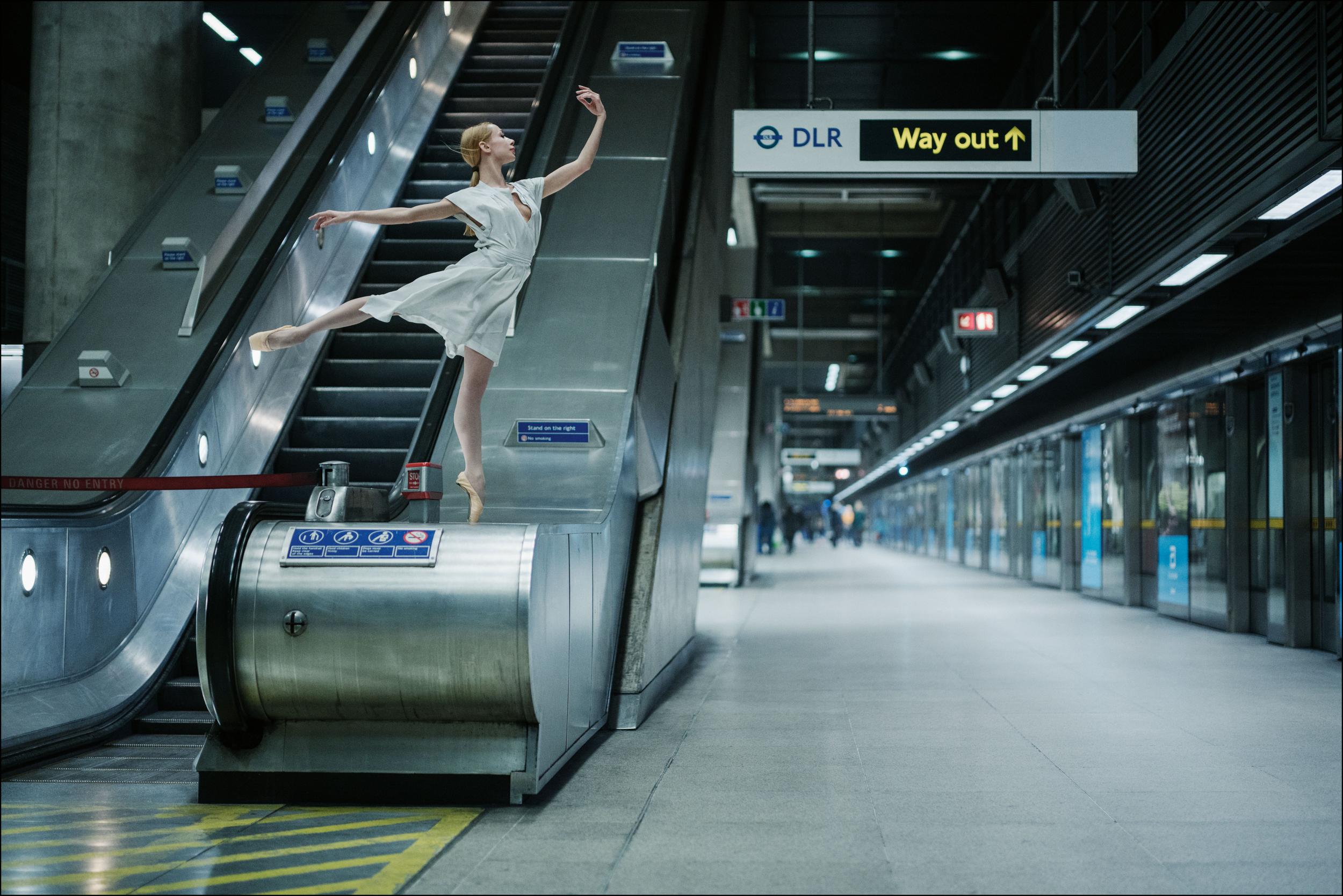 Iana Salenko in Canary Wharf Tube Station, London
