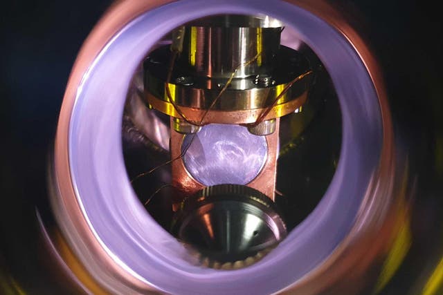 An inside look of an ultra-high vacuum reaction chamber that simulates chemical reactions in an interstellar cloud environment