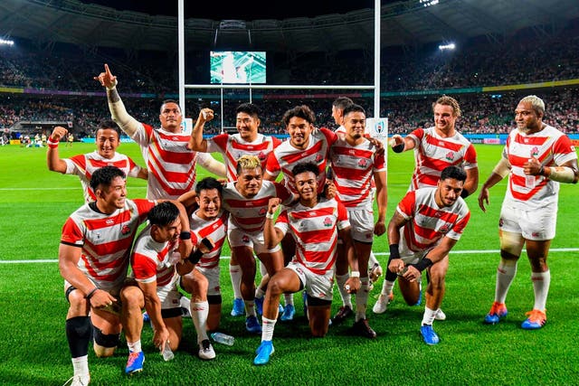 Japan's players celebrate victory