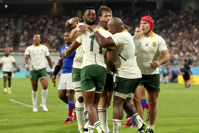 South Africa became the first team to top 50 points at the 2019 Rugby World Cup