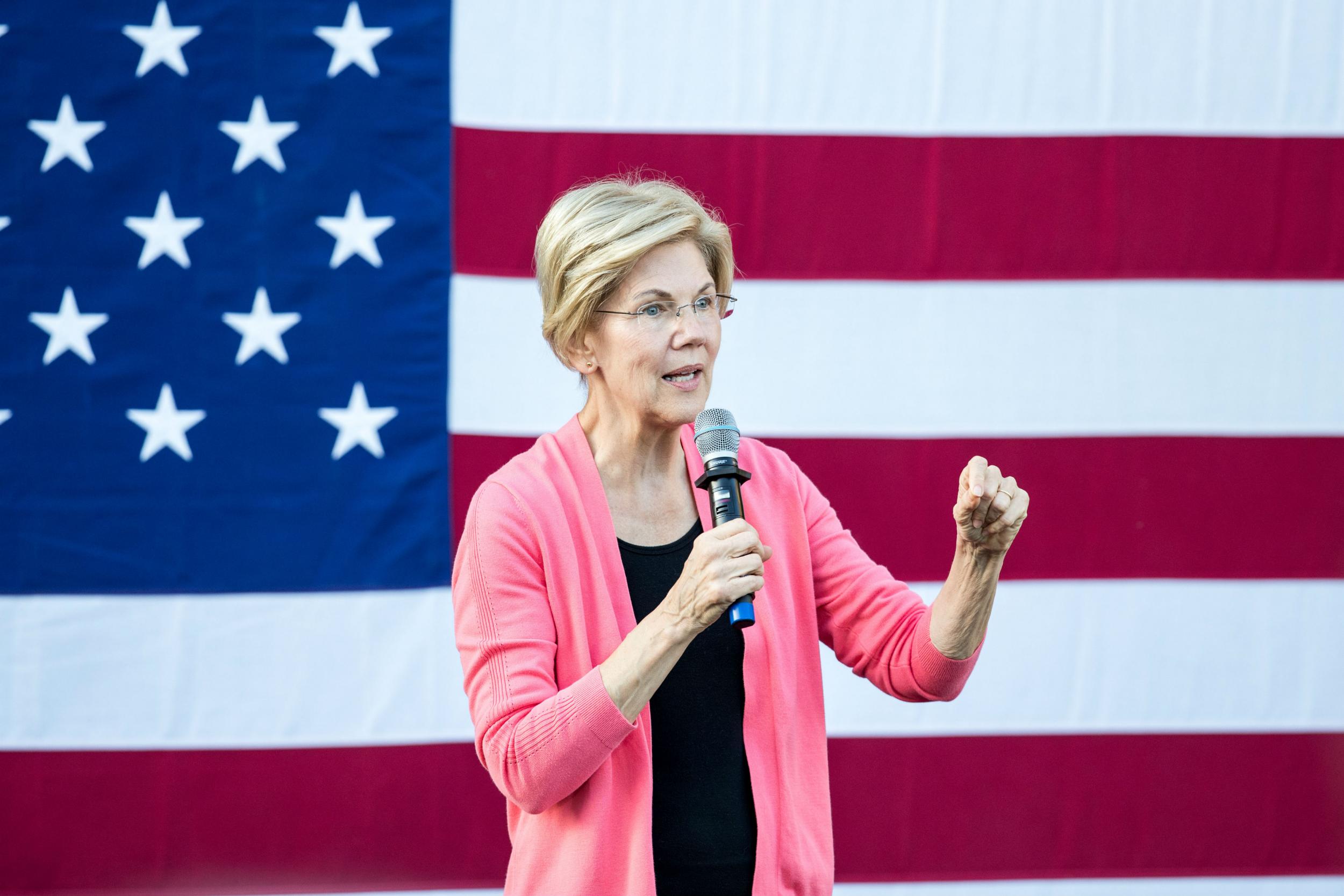 The latest polls put Ms Warren ahead of her democratic rivals in the race for the White House