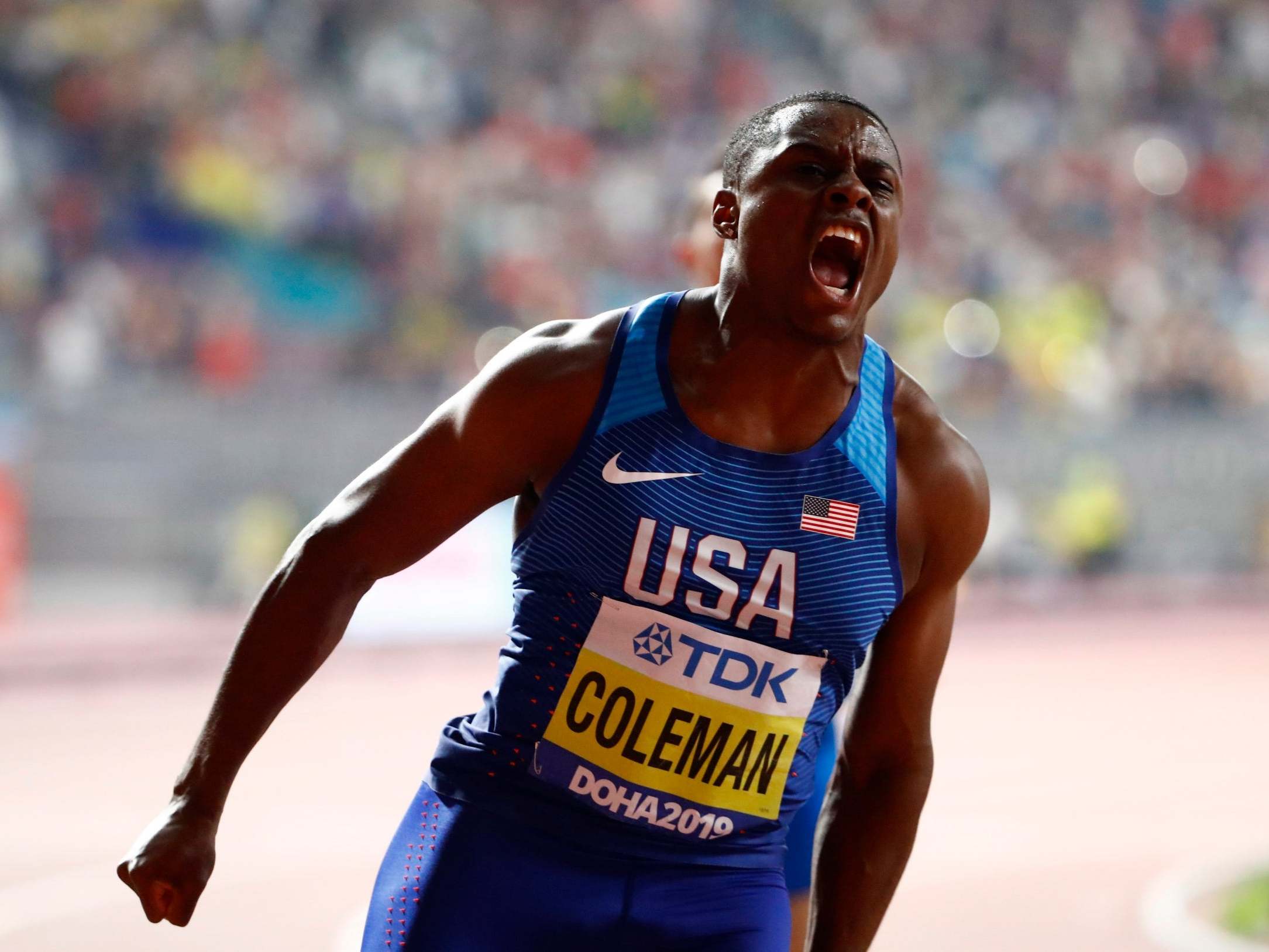 World Athletics Championships 2019: Christian Coleman storms to gold in men's 100m in Doha