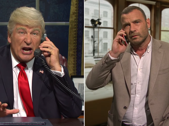 Alec Baldwin's Donald Trump puts in an emergency call to actor Liev Schreiber on Saturday Night Live