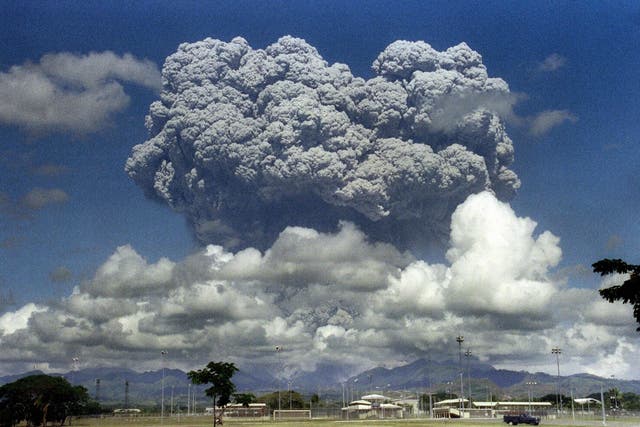 Mount Pinatubo erupts on 12 June 1991
