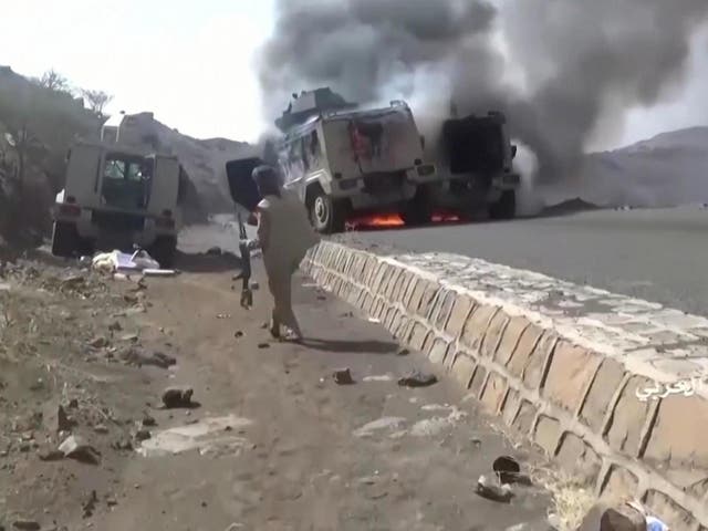Footage released by the group allegedly shows Saudi military vehicles burning following an attack