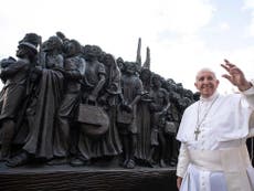 Pope Francis unveils migrant sculpture in St Peter’s Square