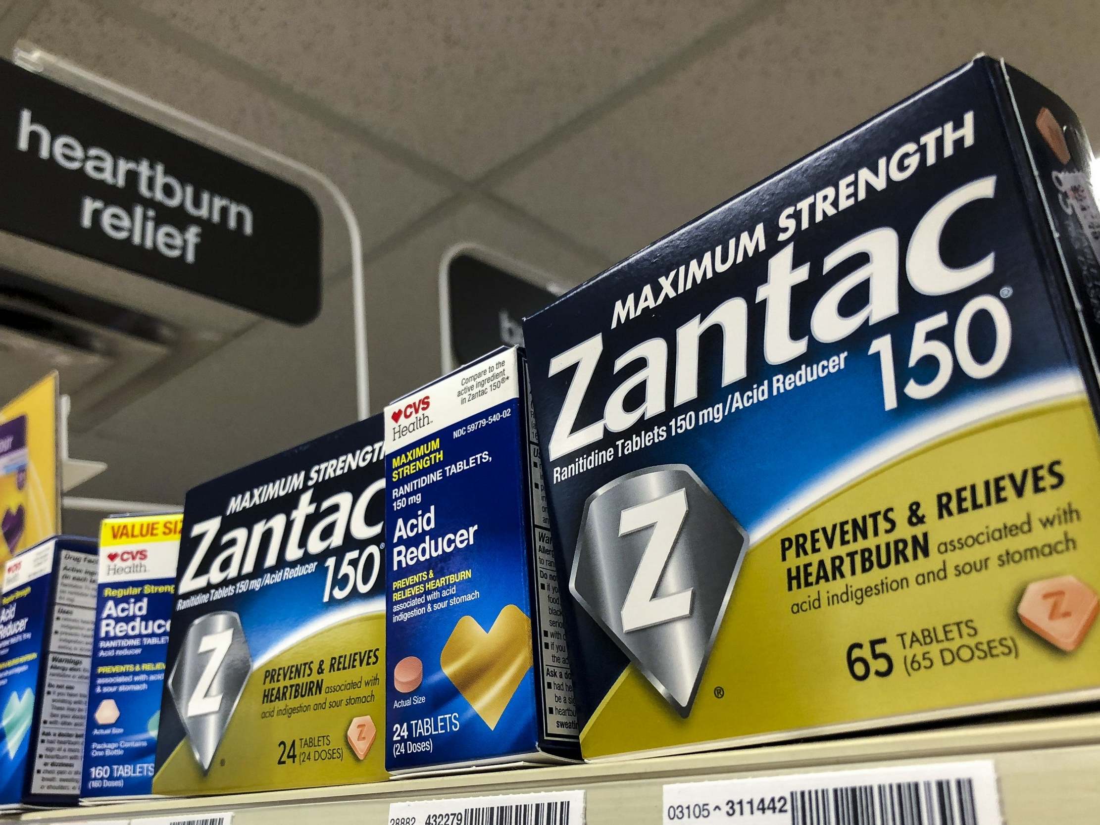 Zantac is taken for heartburn and indigestion 
