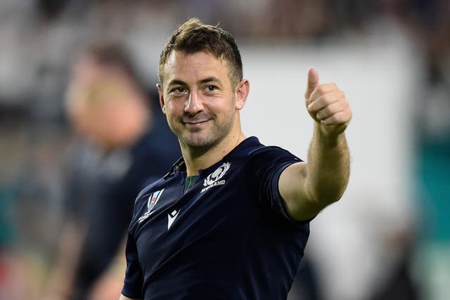 Greig Laidlaw gestures to the crowd after the match