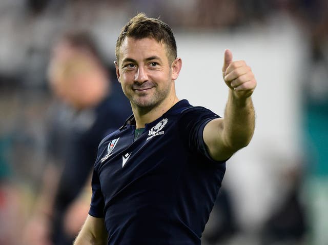 Greig Laidlaw gestures to the crowd after the match