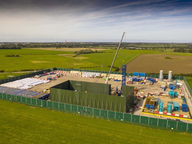An aerial view of the Cuadrilla shale gas extraction site at Preston New Road
