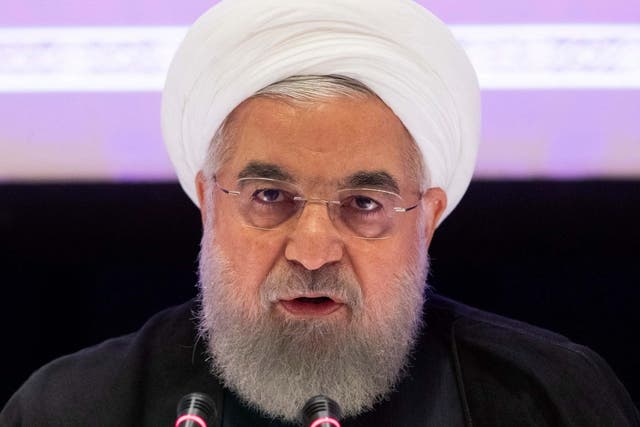 Iran's President Hassan Rouhani speaks during a news conference in New York