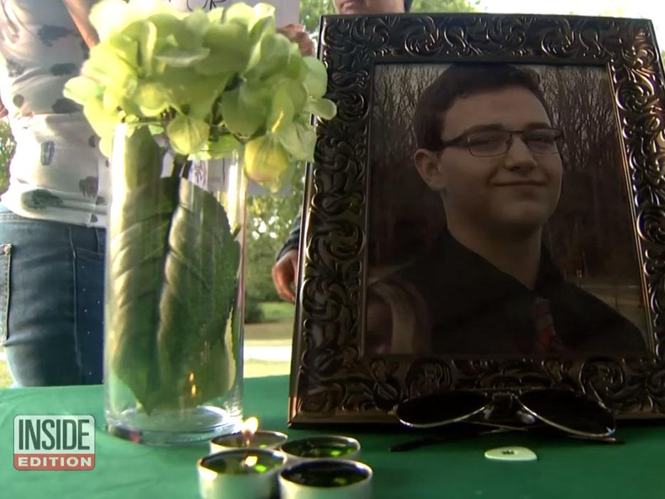 A photograph of Channing Smith at a memorial service for the teenager