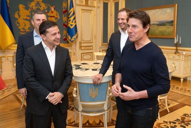 Ukrainian president Volodymyr Zelensky and Tom Cruise meet in Kiev