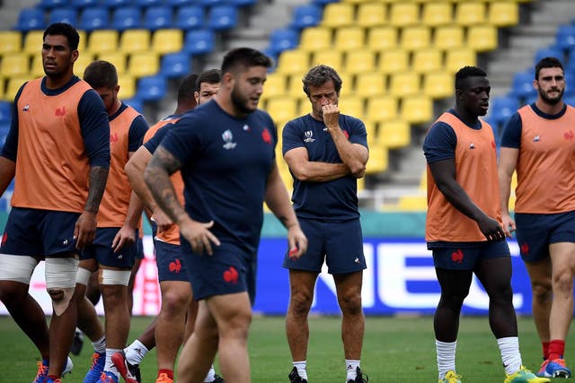 France in training ahead of today's match