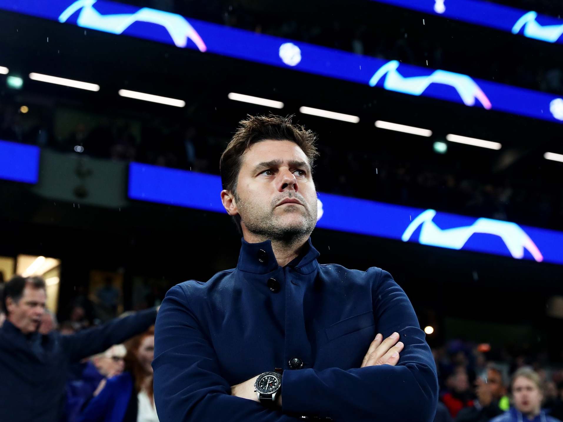 Pochettino looks on after a humiliating loss to Bayern