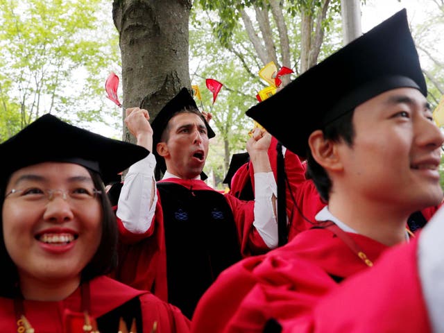 Harvard students graduate in Massachusetts