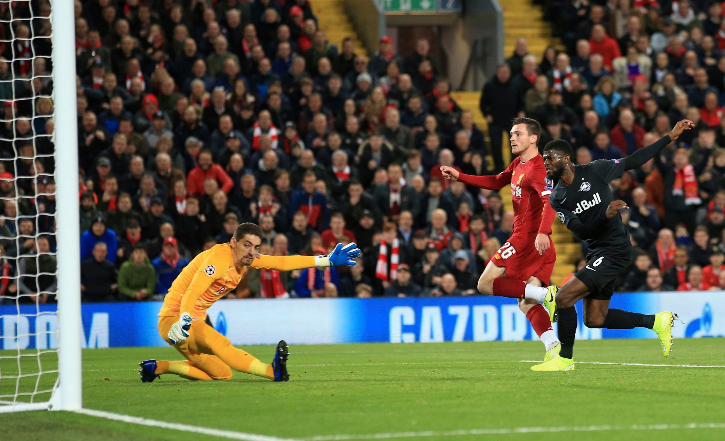 Andrew Robertson steers home Liverpool’s second goal