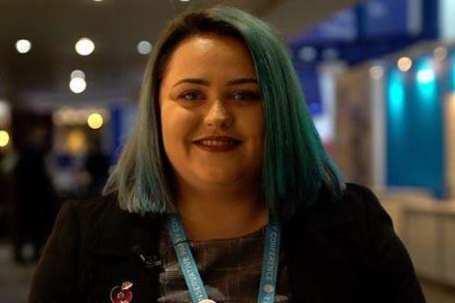 Jade Smith at the Conservative Party conference in footage from the BBC's The Mighty Redcar