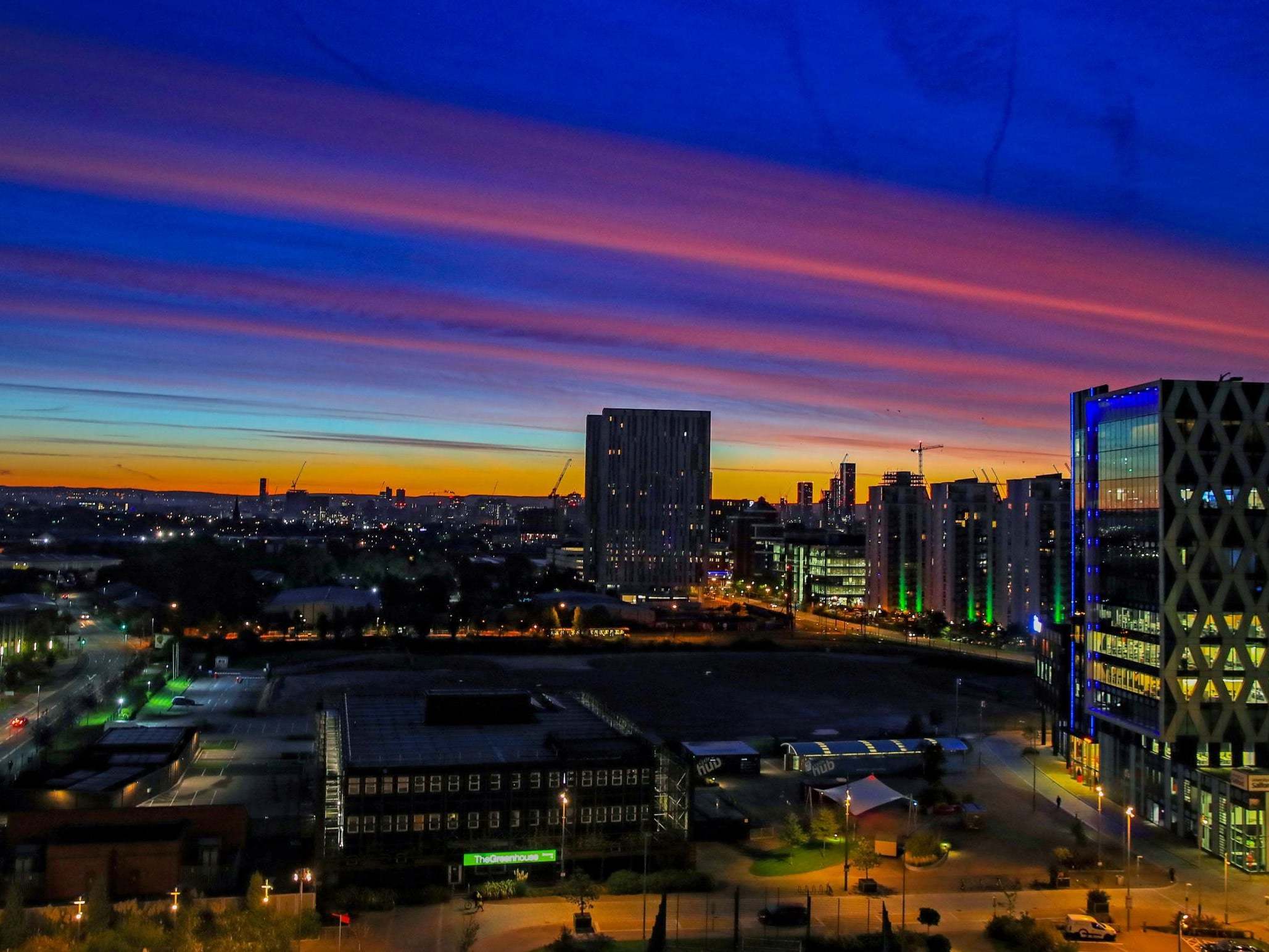 Manchester woke up to a spectacular sunrise as Storm Lorenzo approached the UK