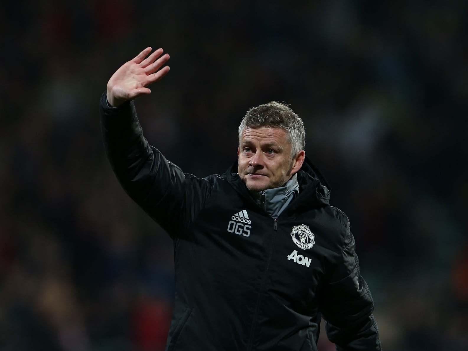 Ole Gunnar Solskjaer salutes the travelling support