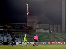 Europa League match suspended after drone invades stadium