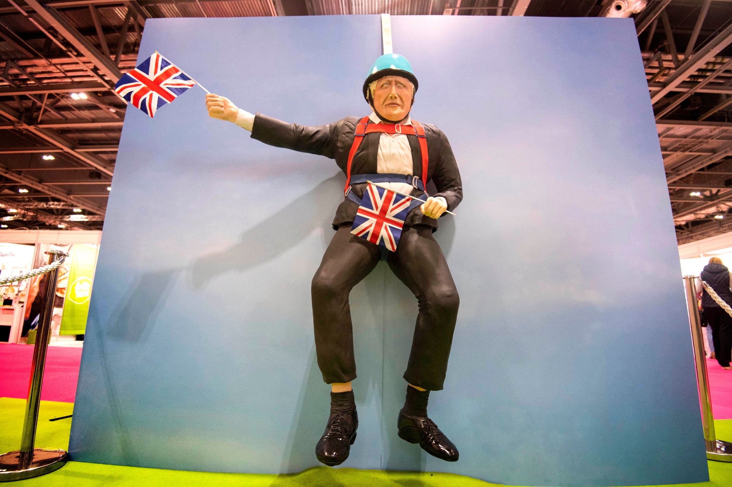 A life-sized Boris Johnson cake at the Cake and Bake Show at ExCeL in London, Friday 4 October