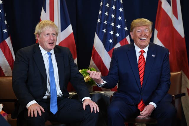 US President Donald Trump and British Prime Minister Boris Johnson meeting earlier in September in New York