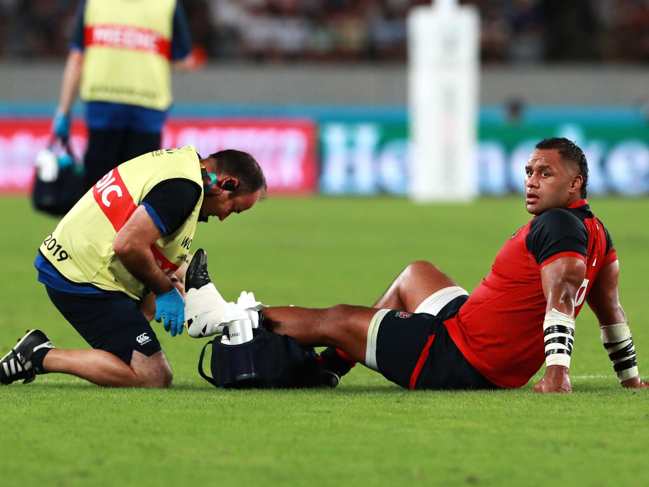 Billy Vunipola suffered an ankle injury during the first half of England's victory over Argentina