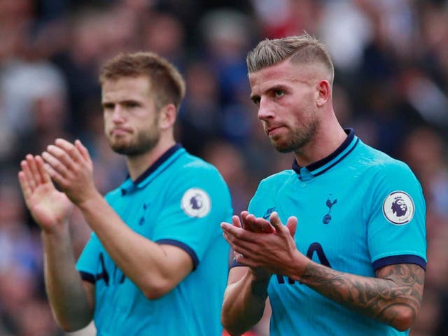 Toby Alderweireld and Eric Dier applaud the travelling Tottenham fans