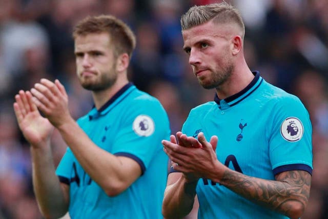 Toby Alderweireld and Eric Dier applaud the travelling Tottenham fans