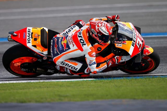 Marc Marquez en route to victory at the Chang International Circuit