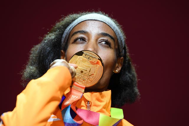 Sifan Hassan followed 10,000 metres gold with the 1500m title in Doha