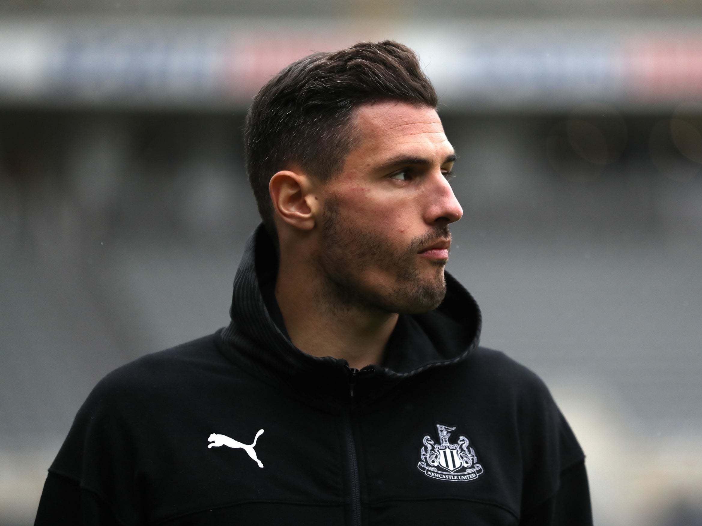 Fabian Schar arrives at St James' Park
