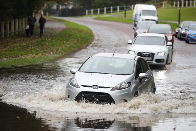 A slow-moving band of heavy rain set to drench parts of the UK on Monday after weekend weather led to flooding in the east