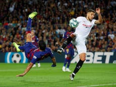 Suarez scores spectacular goal as Barcelona thrash Sevilla