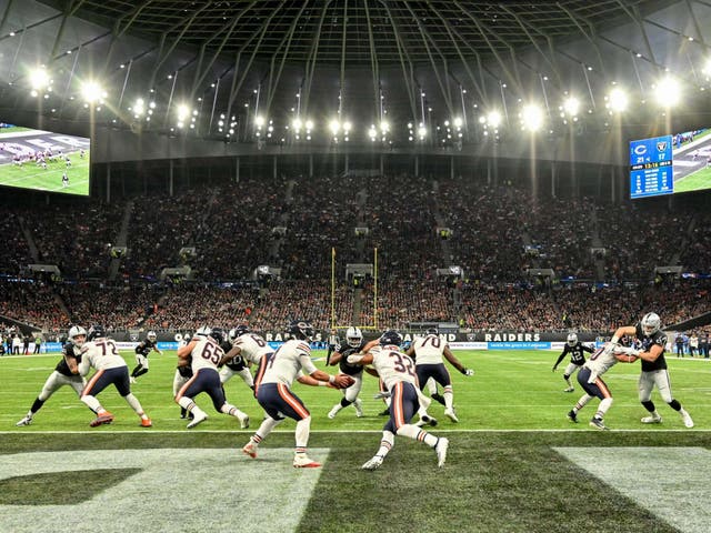 Oakland Raiders and the Chicago Bears in action in north London