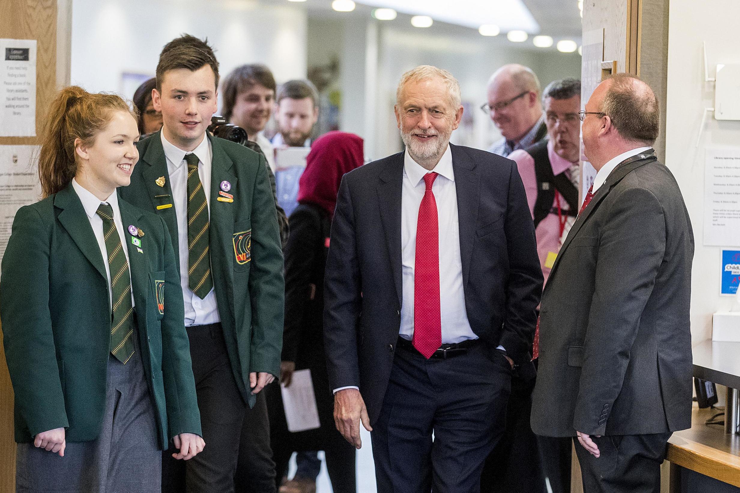 Jeremy Corbyn visiting Lagan College, Northern Ireland’s first integrated school, during his first visit to the nation as party leader last year (PA)