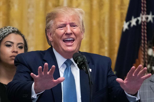 President Donald Trump speaking at the Young Black Leadership summit at the White House