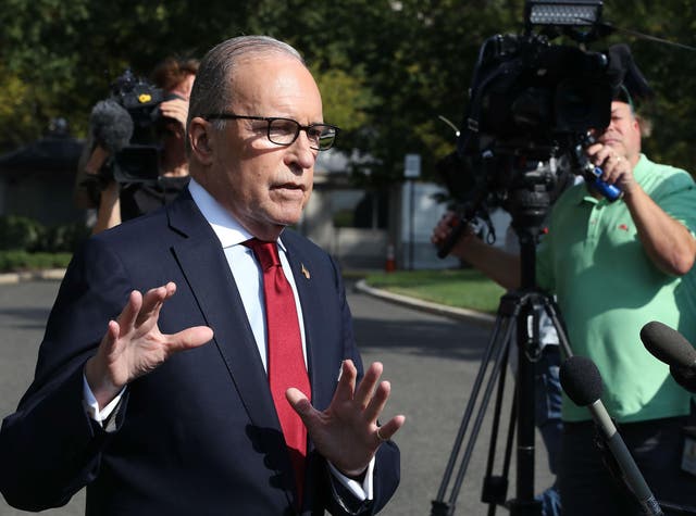 Larry Kudlow spoke on the drive of the White House