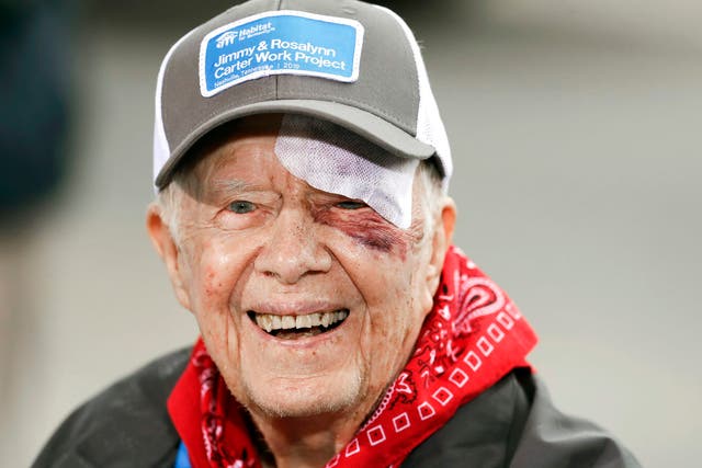 Former President Jimmy Carter said his wound required 14 stitches.