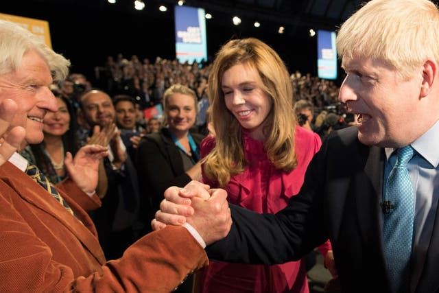Johnson’s father Stanley (left) came out in support of Extinction Rebellion and his partner Carrie Symonds (right) is a vocal advocate of action on the climate emergency