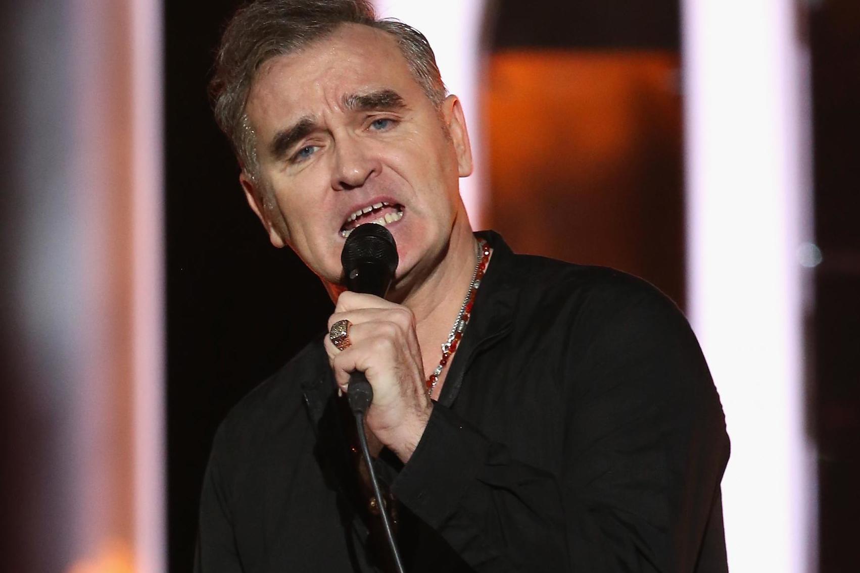 Morrissey performs during the 20th annual Nobel Peace Prize Concert press conference on 11 December at the Oslo Spektrum arena in Oslo, Norway.