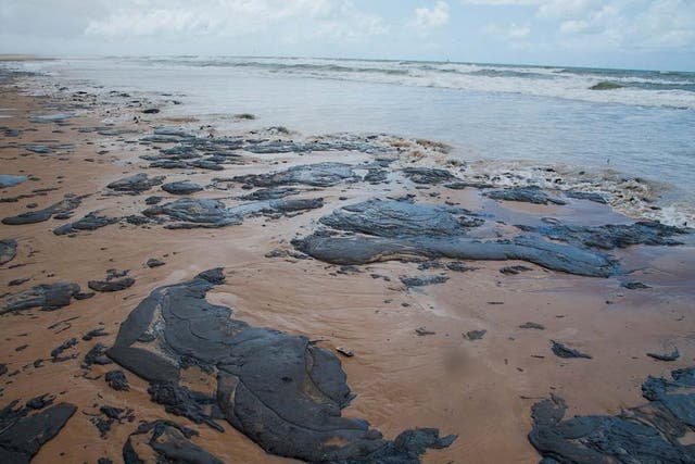 A beach in Brazil's Sergipe state (pictured) is one among over a hundred to have been hit by the mysterious oil spill